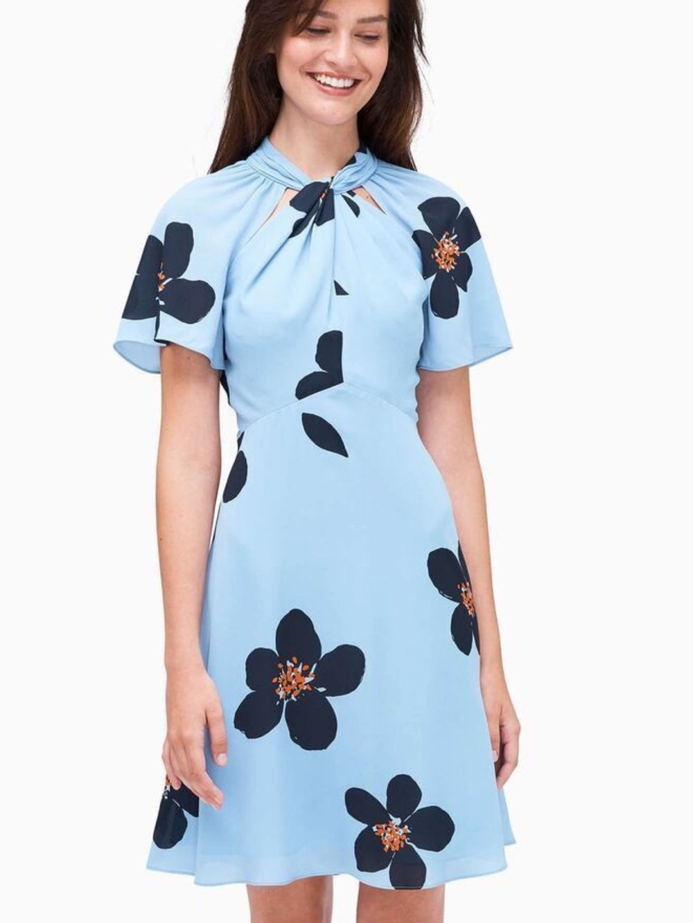 Kate Spade Blue Grand Flora loral Flounce Mini NWOT 2 Dress